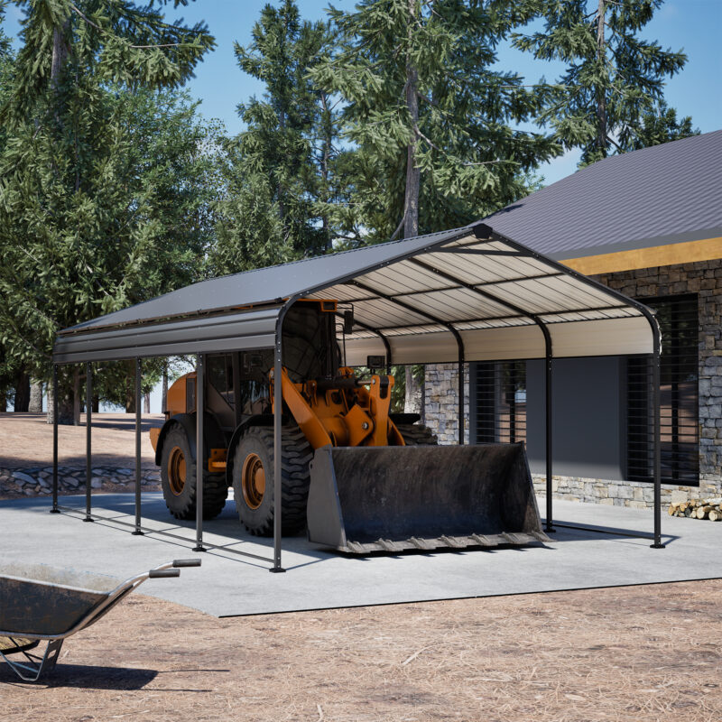 12X20 FT Metal Carport, Outdoor Car Shelter All Weather, Heavy Duty Outdoor Galvanized Car Shelter for Car Boat Truck and SUVs Black - Image 3