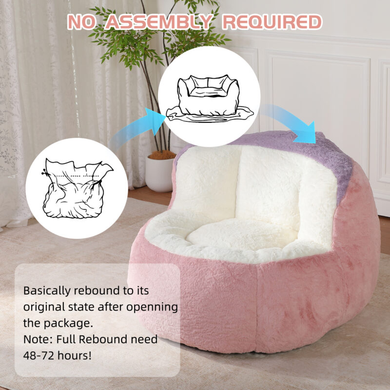 Oversized Bean Bag Chairs,Multicolor Faux Fur Couch Filled with Shredded Sponge,Large Lounger Sofa For Living Room,No Assembly Required - Image 6