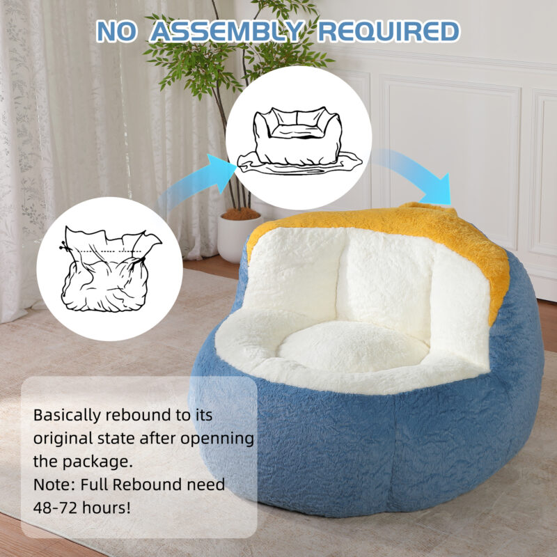 Oversized Bean Bag Chairs,Multicolor Faux Fur Couch Filled with Shredded Sponge,Large Lounger Sofa For Living Room,No Assembly Required - Image 14