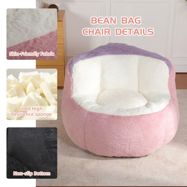 Oversized Bean Bag Chairs,Multicolor Faux Fur Couch Filled with Shredded Sponge,Large Lounger Sofa For Living Room,No Assembly Required