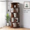 5 Tier Rotating Bookshelf, 360° Display Round Spinning Bookshelf, Space-Saving, Small Space Rotating Bookshelf Tower for Bedroom, Living Room, Home, Office, Wood Color - Image 4