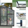 6x8 FT Greenhouse for Outdoors, Polycarbonate Greenhouse with Quick Setup Structure and Roof Vent, Aluminum Large Walk-in Greenhouse for Outside Garden Backyard, Black - Image 8