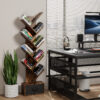 9 Tier Tree Bookshelf with Drawer Bookcase, Modern Book Storage, Free Standing Tree Bookcase, Utility Organizer Shelves for Home Office, Living Room, Bedroom, Rustic Brown - Image 2