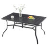 Outdoor Dining Table for 6, Powder-Coated Steel Slat Top with 2.16" Umbrella Hole, Anti-Slip Pads, E-Coating Frame, All-Weather Black Patio Table for Garden, Poolside, Backyard - Image 9