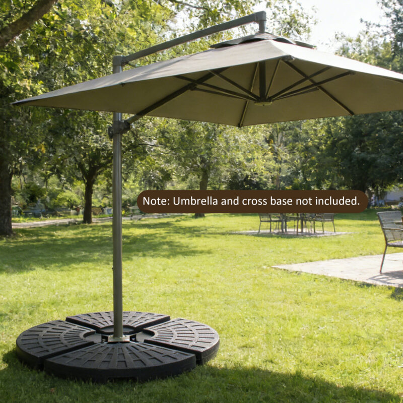 Heavy-Duty Fan-Style Cantilever Umbrella Base, 4-Panel Refillable with Water/Sand (220 lbs), Weatherproof HDPE with Metal Lock Hooks, Stackable & Portable, Black – for Backyard, Lawn, Pool - Image 9
