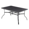 Outdoor Dining Table for 6, Powder-Coated Steel Slat Top with 2.16" Umbrella Hole, Anti-Slip Pads, E-Coating Frame, All-Weather Black Patio Table for Garden, Poolside, Backyard - Image 10