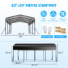 13x20 FT Metal Carport,Garage with Upgraded Triangle Reinforced Frame&4 Poles,Galvanized Steel Hardtop Roof,Heavy-Duty All-Weather Shelter for Car,Truck,Boat,Outdoor Storage - Image 6