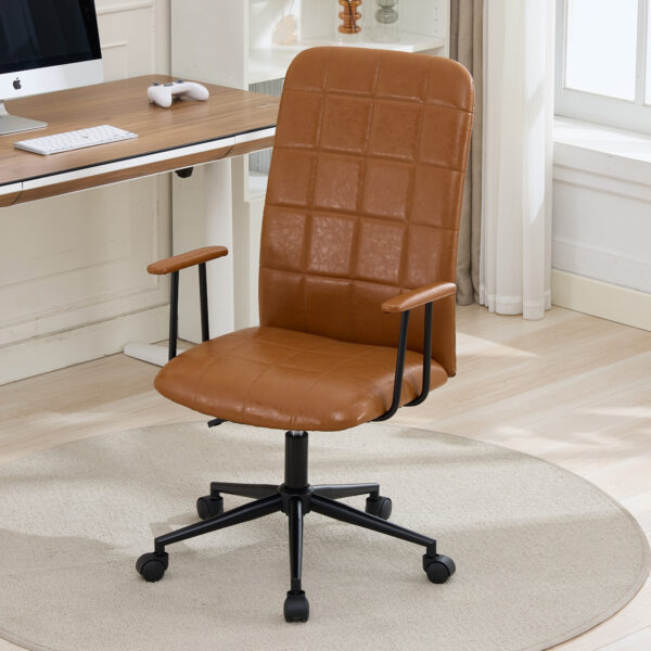 Antique black PU leather color office chair, with armrest, high backrest, soft foam seating, 360 degree swivel , up and down adjustable gaslift,black powder coated frame,five star base, black wheels