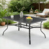 Outdoor Dining Table for 6, Powder-Coated Steel Slat Top with 2.16" Umbrella Hole, Anti-Slip Pads, E-Coating Frame, All-Weather Black Patio Table for Garden, Poolside, Backyard - Image 3