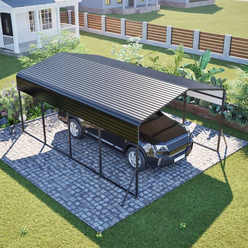 13x20 FT Metal Carport,Garage with Upgraded Triangle Reinforced Frame&4 Poles,Galvanized Steel Hardtop Roof,Heavy-Duty All-Weather Shelter for Car,Truck,Boat,Outdoor Storage - Image 16
