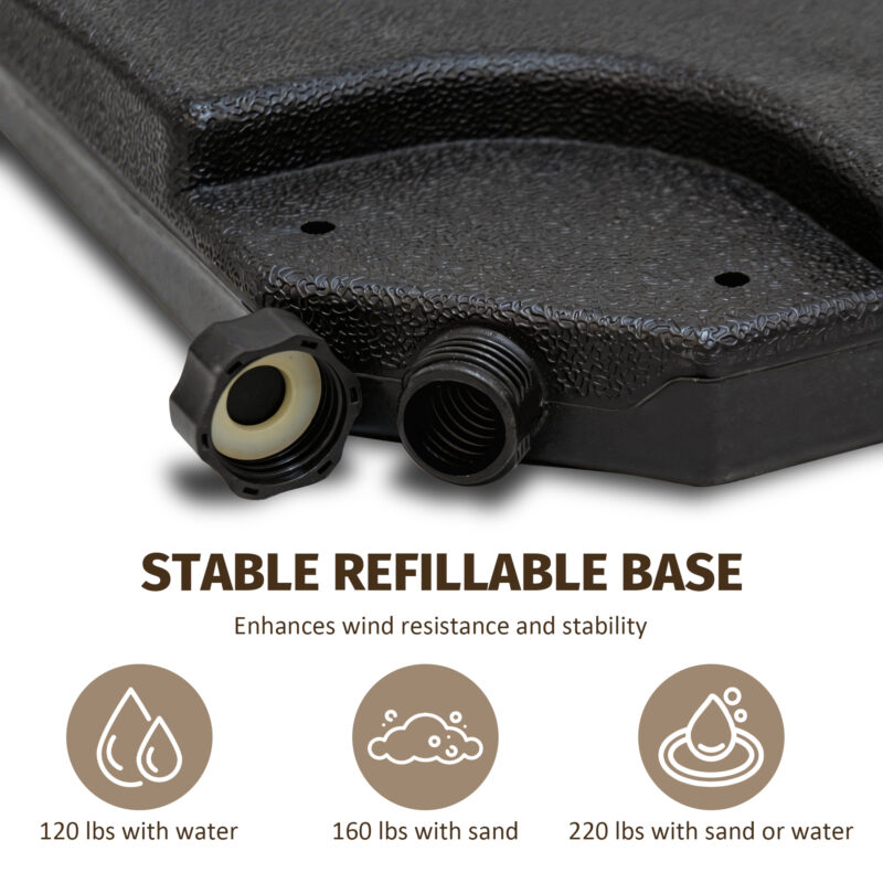 Heavy-Duty Fan-Style Cantilever Umbrella Base, 4-Panel Refillable with Water/Sand (220 lbs), Weatherproof HDPE with Metal Lock Hooks, Stackable & Portable, Black – for Backyard, Lawn, Pool - Image 17