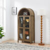 A high arched storage cabinet with a lamp, a modern retro-style wooden storage cabinet with adjustable glass partitions, suitable for use as a multi-functional cabinet in kitchens-Black - Image 8