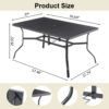 Outdoor Dining Table for 6, Powder-Coated Steel Slat Top with 2.16" Umbrella Hole, Anti-Slip Pads, E-Coating Frame, All-Weather Black Patio Table for Garden, Poolside, Backyard - Image 8