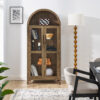 A high arched storage cabinet with a lamp, a modern retro-style wooden storage cabinet with adjustable glass partitions, suitable for use as a multi-functional cabinet in kitchens-Black - Image 10