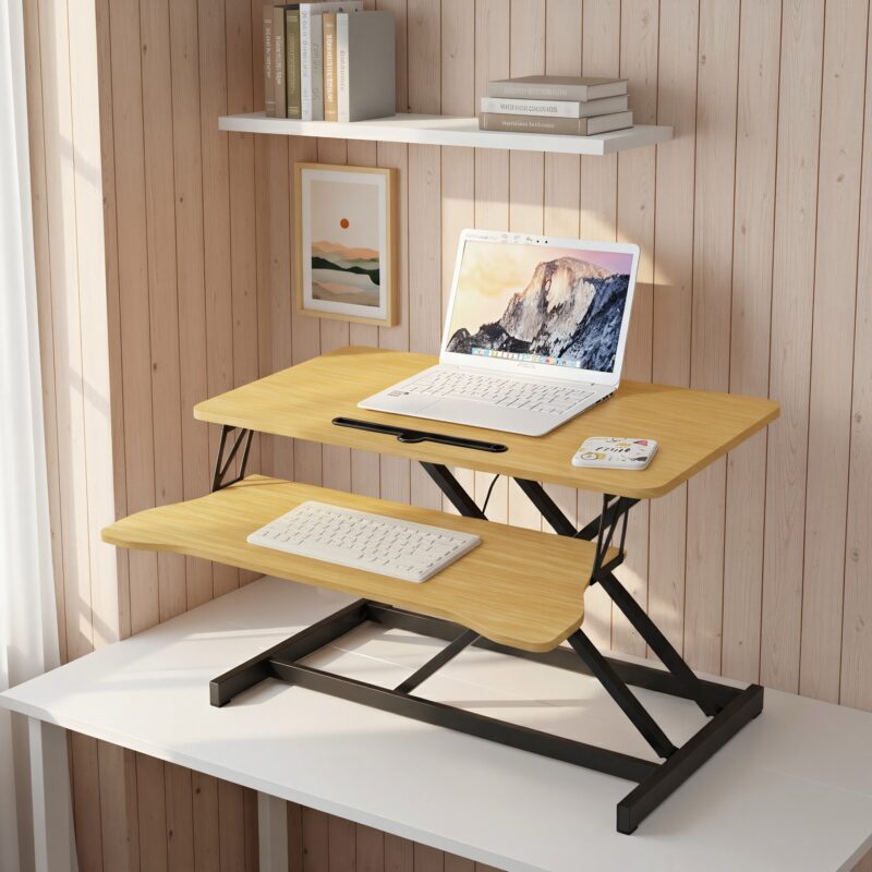 32 Inch Desk Converter, Height Adjustable Sit to Stand Riser, Dual Monitor and Laptop Workstation with Wide Keyboard Tray - Image 17