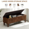 50.8-inch Multi-Functional Storage Ottoman Bench-Solid Rubberwood Bed End Bench with Linen Seat, Storage Bench for Bedroom, Entryway Shoe Organizer for Bedroom, Living Room, Entryway, Closet, Natural - Image 15