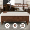 50.8-inch Multi-Functional Storage Ottoman Bench-Solid Rubberwood Bed End Bench with Linen Seat, Storage Bench for Bedroom, Entryway Shoe Organizer for Bedroom, Living Room, Entryway, Closet, Natural - Image 16