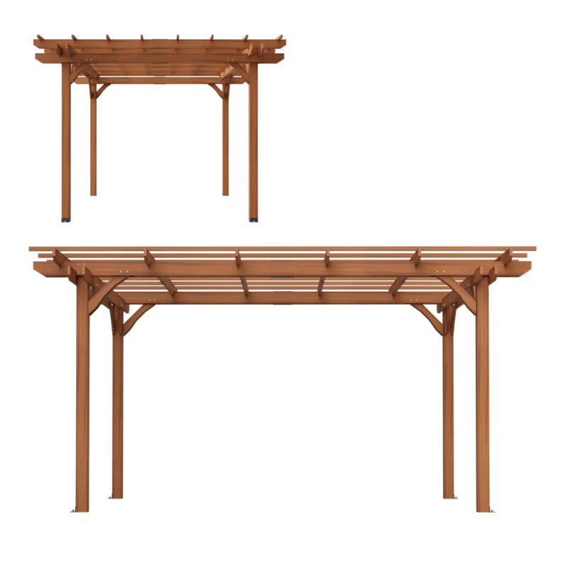 12 x 10 FT Outdoor Wood Pergola, Wooden Grape Pergola for Climbing Plant Support for Garden, Patio, Backyard, Deck, Brown - Image 10