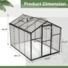 6x8 FT Greenhouse for Outdoors, Polycarbonate Greenhouse with Quick Setup Structure and Roof Vent, Aluminum Large Walk-in Greenhouse for Outside Garden Backyard, Black - Image 2