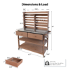 K&K 64.9"H Outdoor Potting Bench Table with Lockable Wheels, Solid Wood Outdoor Kitchen Island with Upper Hutch, Stainless Steel Top, Towel Rack ,Outdoor Storage for Grilling, Lawn Garden -Grey Blue - Image 40