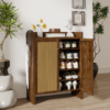 42.5" Tall Rattan Shoe Cabinet with Doors, 6-Tier Shoe Storage Cabinet with Adjustable Shelves, Wooden Freestanding Shoe Organizer Shoe Cabinet for Entryway,Hallway,Living Room - Image 15