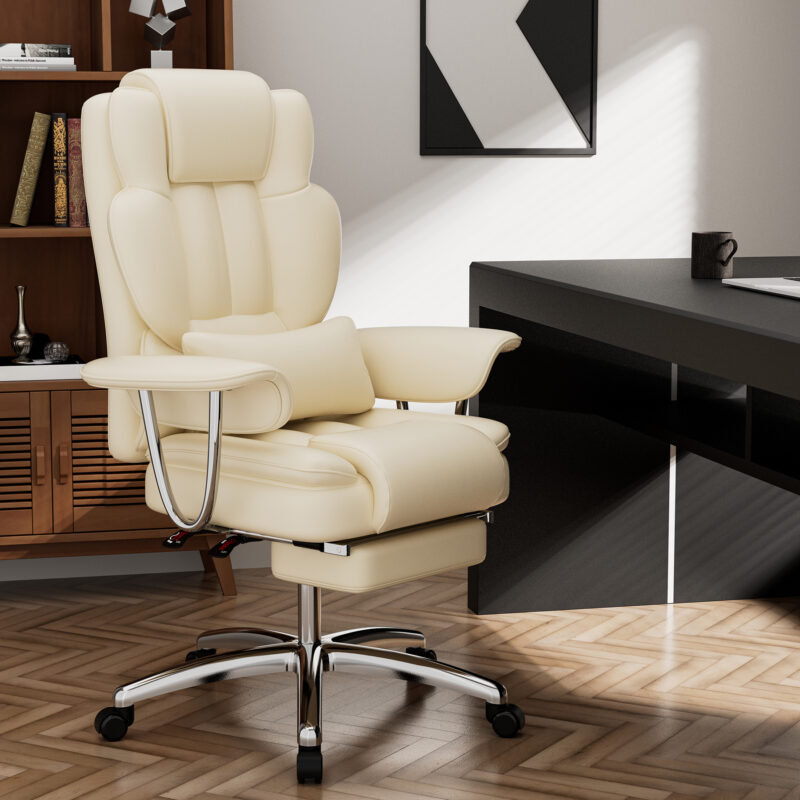 Office Chair, Big and Tall Executive Office Chair with Footrest, Leather Computer Chair, Ergonomic Reclining Chair High Back, Large Home Office Chair - Image 6