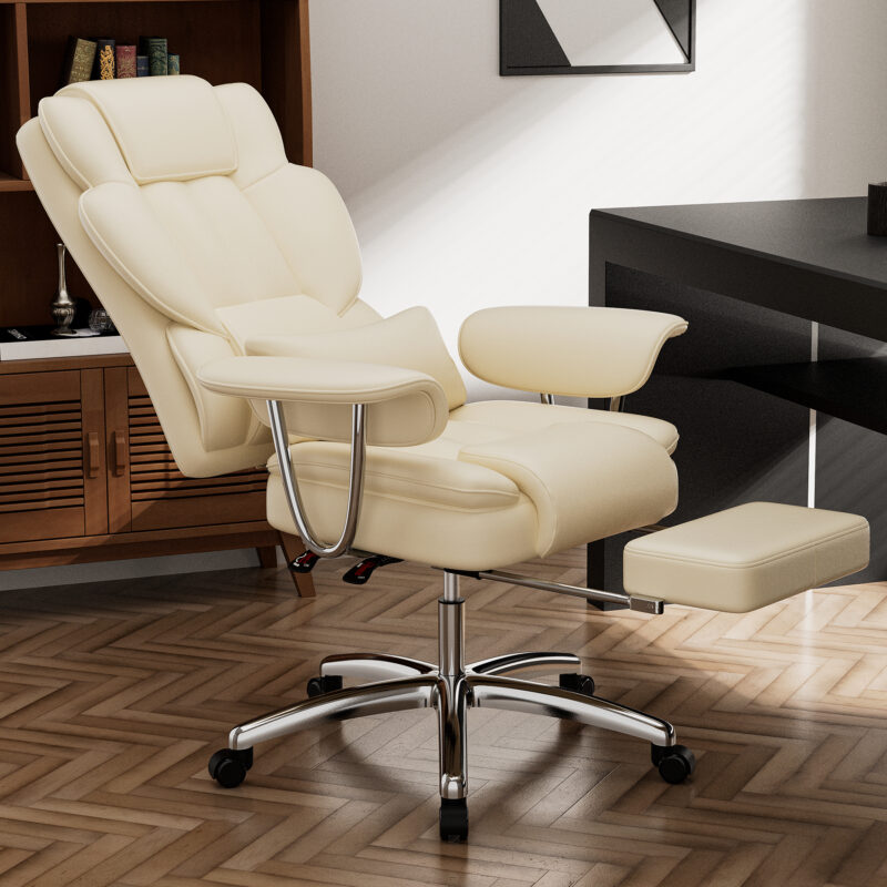Office Chair, Big and Tall Executive Office Chair with Footrest, Leather Computer Chair, Ergonomic Reclining Chair High Back, Large Home Office Chair - Image 7