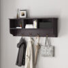 White Entryway Wall Mounted Coat Rack with 4 Dual Hooks Living Room Wooden Storage Shelf - Image 15