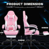 Ergonomic Video Gamer Chairs,Computer Gaming Chairs with Massage Lumbar Support and footrest,Racing Style Computer Chair Adjustable Headrest for Adults,Pink White - Image 3