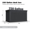230 Gallon Large Outdoor Storage XXL Deck Box for Patio Furniture, Outdoor Cushions, Garden Tools and Sports/Pools Equipment, Waterproof Resin, Lockable, Black - Image 3