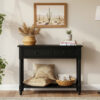 TREXM Daisy Series Console Table Traditional Design with Two Drawers and Bottom Shelf (Black) - Image 7