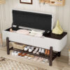 TREXM Farmhouse Upholstered Storage Bench with Hidden Compartment, Modern Entryway Bench for Living Room, Entryway, and Hallways - Image 8