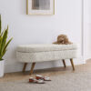 Ottoman Oval Storage Bench,Rubber Wood Legs, Beige(43.5"x16"x16") - Image 15