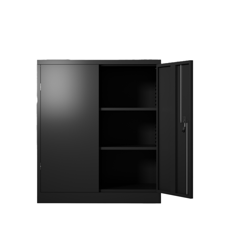 Metal Storage Cabinet with 2 Doors and 2 Shelves, Lockable Steel Storage Cabinet for Office, Garage, Warehouse - Image 7