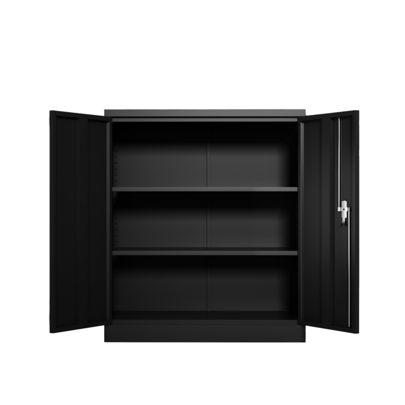Metal Storage Cabinet with 2 Doors and 2 Shelves, Lockable Steel Storage Cabinet for Office, Garage, Warehouse - Image 8