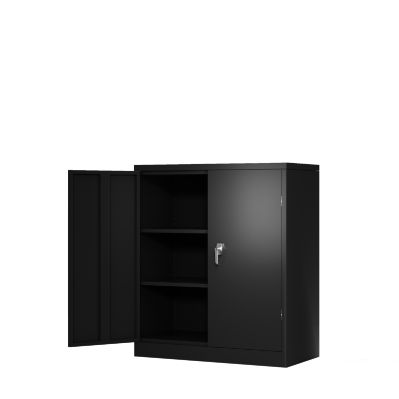 Metal Storage Cabinet with 2 Doors and 2 Shelves, Lockable Steel Storage Cabinet for Office, Garage, Warehouse - Image 10