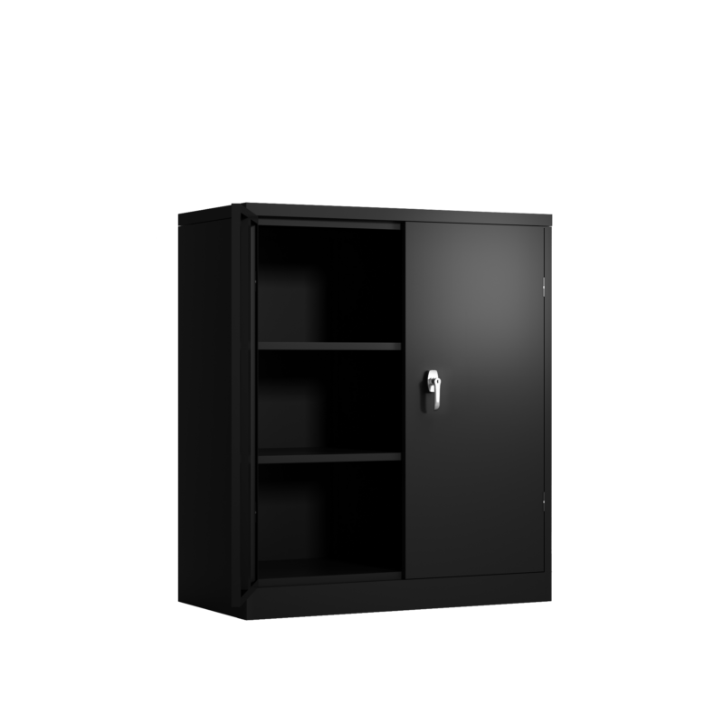 Metal Storage Cabinet with 2 Doors and 2 Shelves, Lockable Steel Storage Cabinet for Office, Garage, Warehouse - Image 5