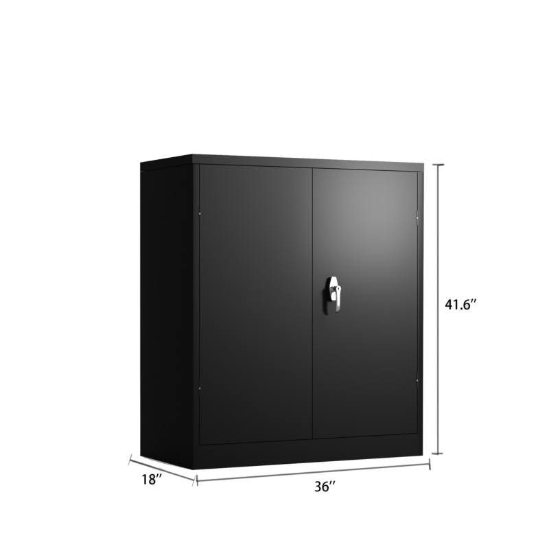 Metal Storage Cabinet with 2 Doors and 2 Shelves, Lockable Steel Storage Cabinet for Office, Garage, Warehouse - Image 6
