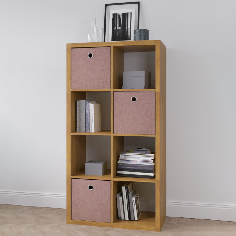Smart Cube 8-Cube Organizer Storage with Opened Back Shelves,2 X 4 Cube Bookcase Book Shleves for Home, Office ,Walnut Color - Image 3