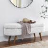 Ottoman Oval Storage Bench,Rubber Wood Legs, Beige(43.5"x16"x16") - Image 4