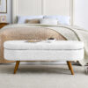 Ottoman Oval Storage Bench,Rubber Wood Legs, Beige(43.5"x16"x16") - Image 6