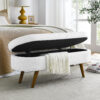 Ottoman Oval Storage Bench,Rubber Wood Legs, Beige(43.5"x16"x16") - Image 5