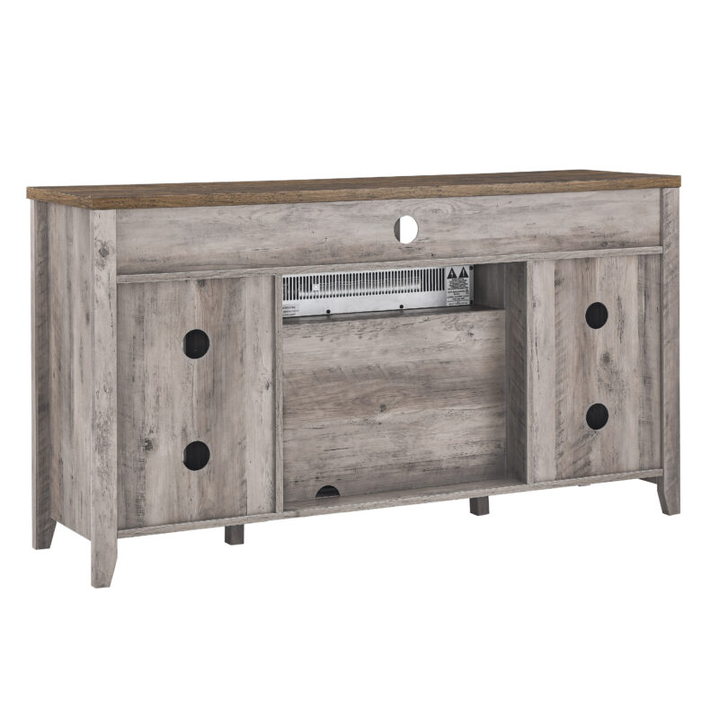 55 inch TV Media Stand with Electric Fireplace KD Inserts Heater,Gray Wash Color - Image 10