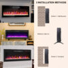 42 inch recessed ultra thin tempered glass front wall mounted electric fireplace with remote and multi color flame & emberbed, LED light heater - Image 4