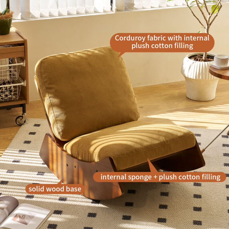 Comfortable Glider Rocking Chair, High-Quality Upholstery Glider Chair, Solid Wood Frame, Perfect for Multiple Settings Accent Reading Chair for Bedroom,Living Room,Nursery - Image 7