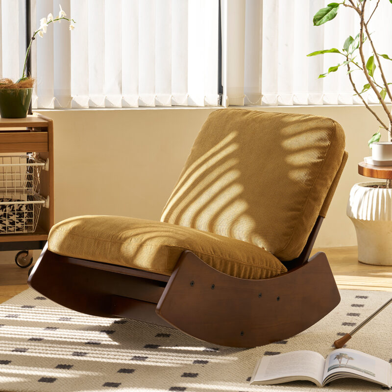 Comfortable Glider Rocking Chair, High-Quality Upholstery Glider Chair, Solid Wood Frame, Perfect for Multiple Settings Accent Reading Chair for Bedroom,Living Room,Nursery - Image 6
