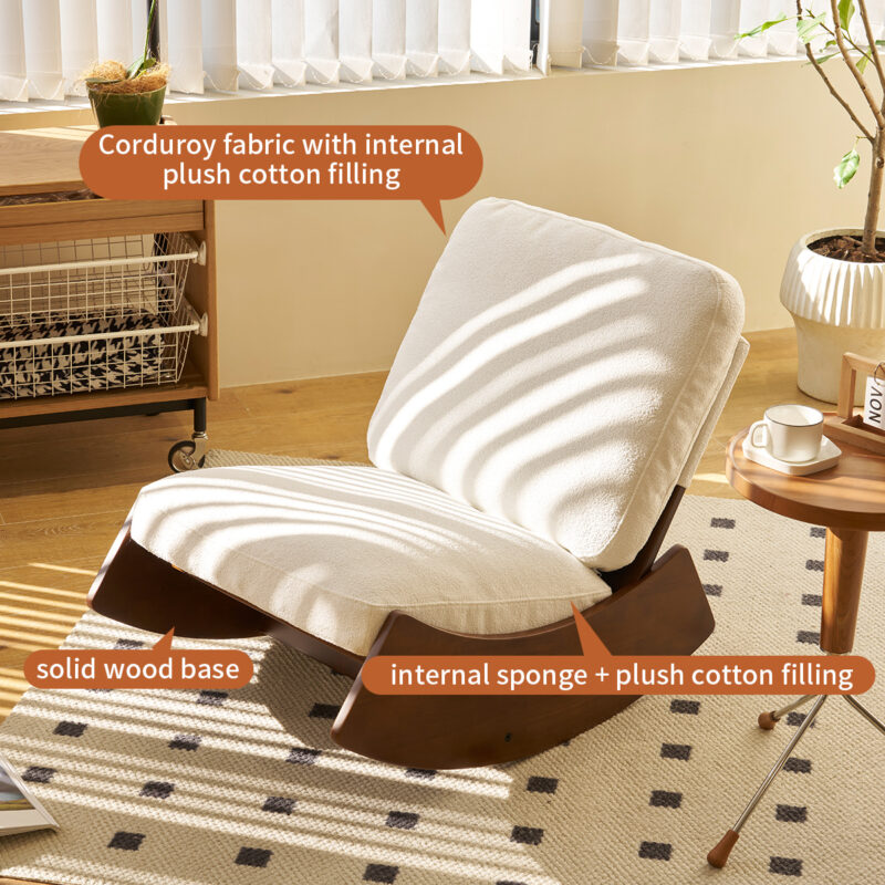 Comfortable Glider Rocking Chair, High-Quality Upholstery Glider Chair, Solid Wood Frame, Perfect for Multiple Settings Accent Reading Chair for Bedroom,Living Room,Nursery - Image 14