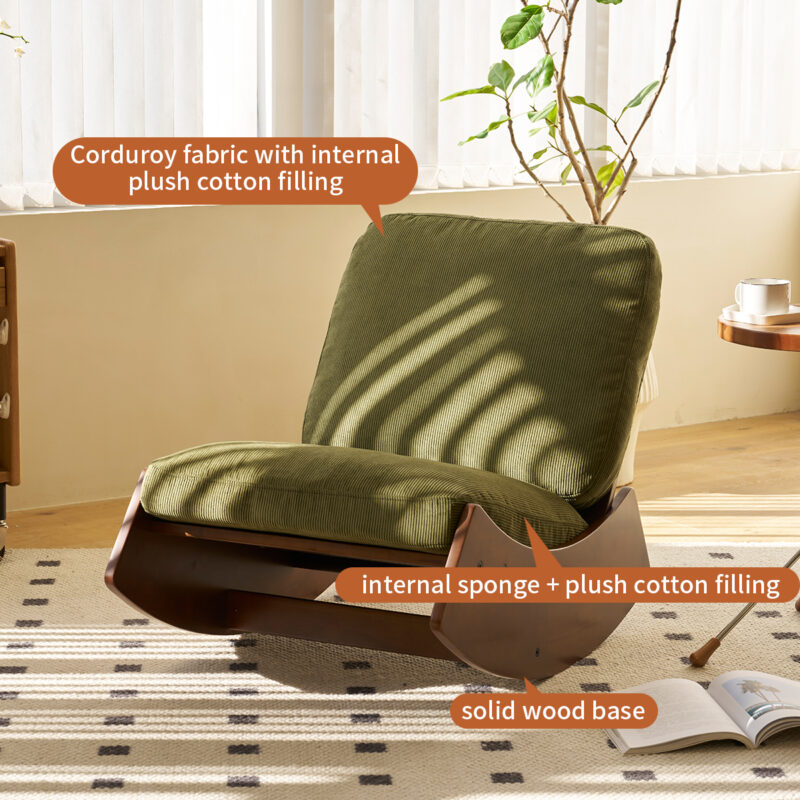 Comfortable Glider Rocking Chair, High-Quality Upholstery Glider Chair, Solid Wood Frame, Perfect for Multiple Settings Accent Reading Chair for Bedroom,Living Room,Nursery - Image 2