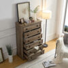 Modern 6 Drawer Dresser, Dressers for Bedroom, Tall Chest of Drawers Closet Organizers & Storage Clothes - Easy Pull Handle, Textured Borders Living Room, Hallway,L 29.53''*W15.75''*H48.03''White - Image 7