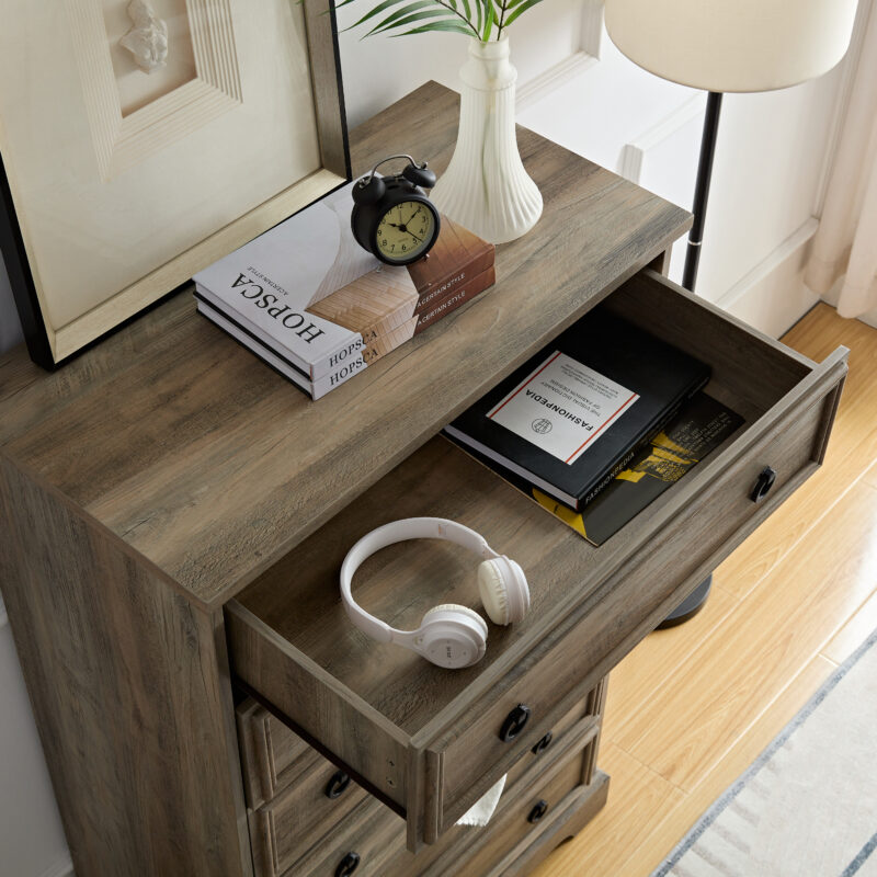 Modern 6 Drawer Dresser, Dressers for Bedroom, Tall Chest of Drawers Closet Organizers & Storage Clothes - Easy Pull Handle, Textured Borders Living Room, Hallway,L 29.53''*W15.75''*H48.03''White - Image 6